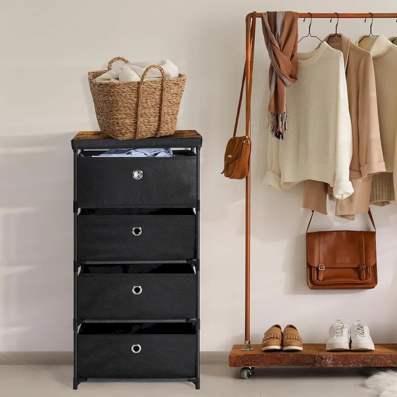 4 Drawer Fabric Dresser with Top