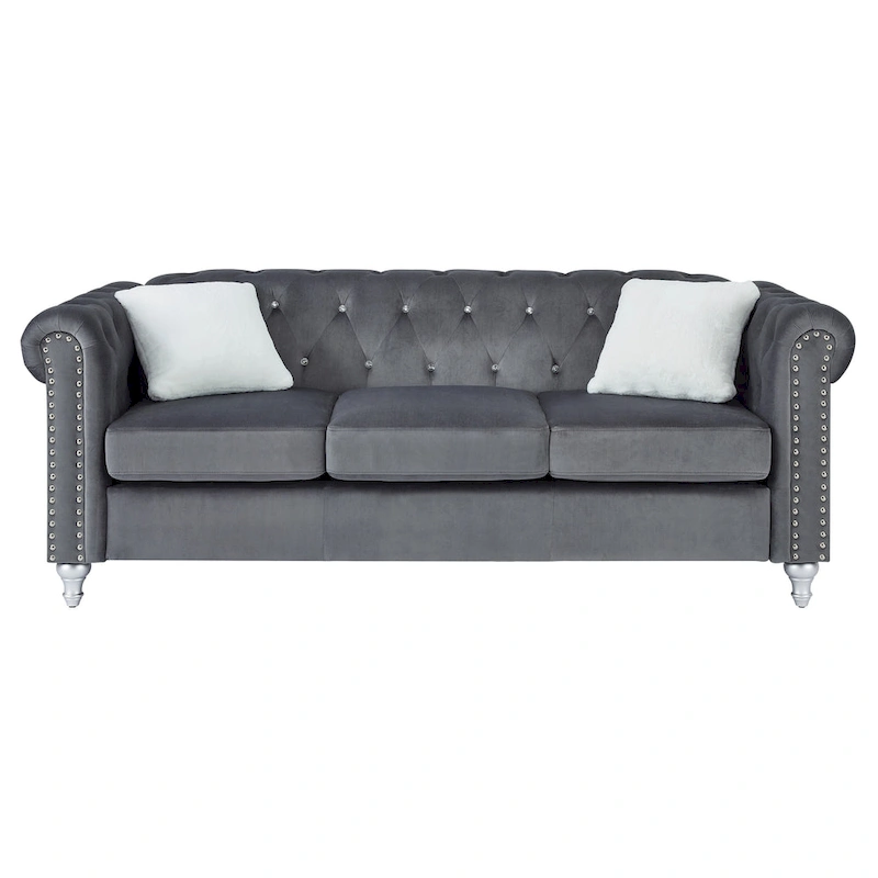 Raisa Microsuede Velvet Tufted Sofa