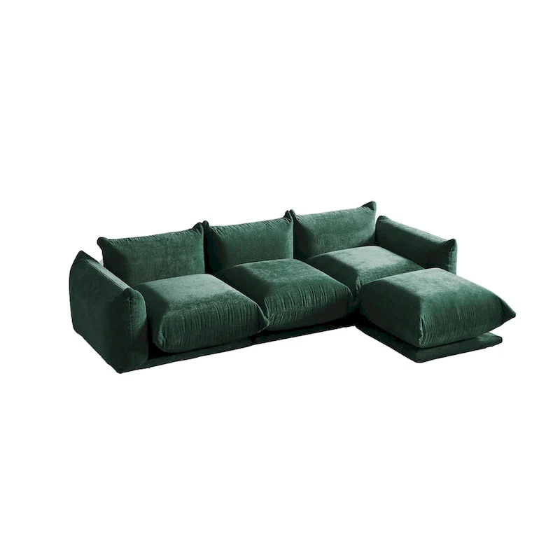 104 L-shape Chenille Modular Sofa Modern Sectional Semi-firm Sofa Couch with Ottoman