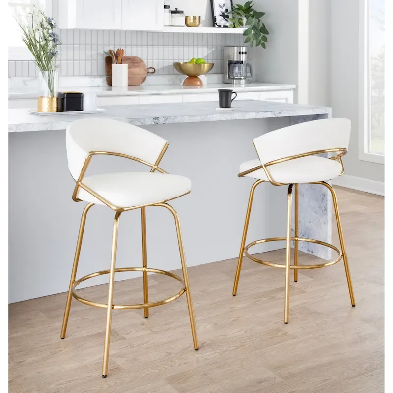 Silver Orchid Tatyana 26 Upholstered Counter Stool with Metal Legs (Set of 2)