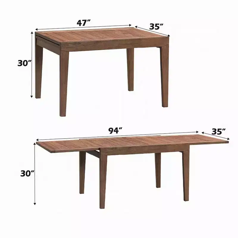 Royal Hampton Dining Table, 47-94 Inch Expandable Top, Scandinavian Walnut Brown