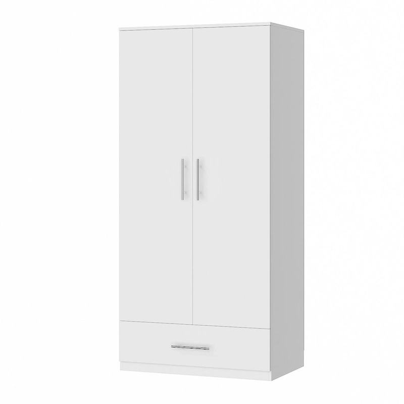 31.5 W x 66.9 H Wardrobe Armoire Cloest with Drawer In Black,White