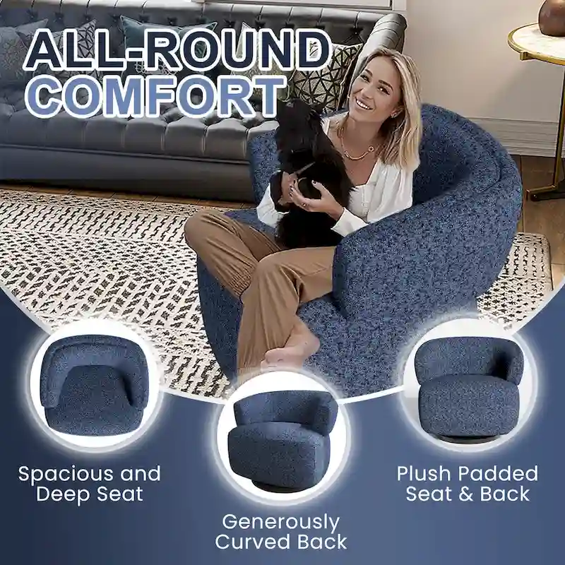 Fully Assembled Upholstered Swivel Barrel Chair