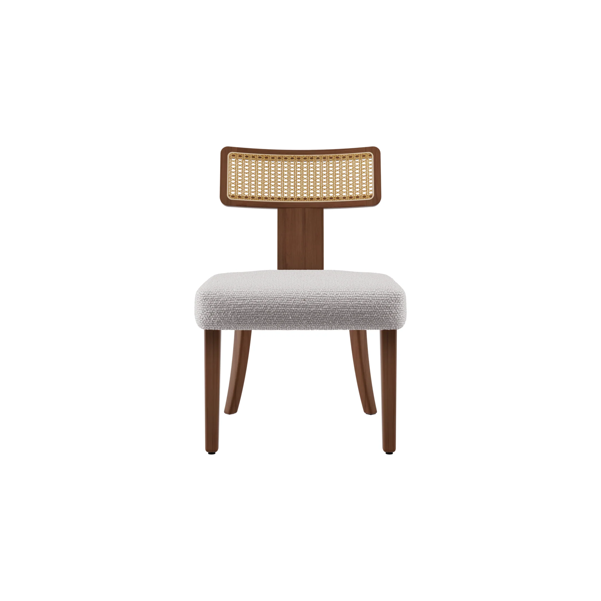 Wood and Rattan Mid Century Modern Dining Chairs Set of 2