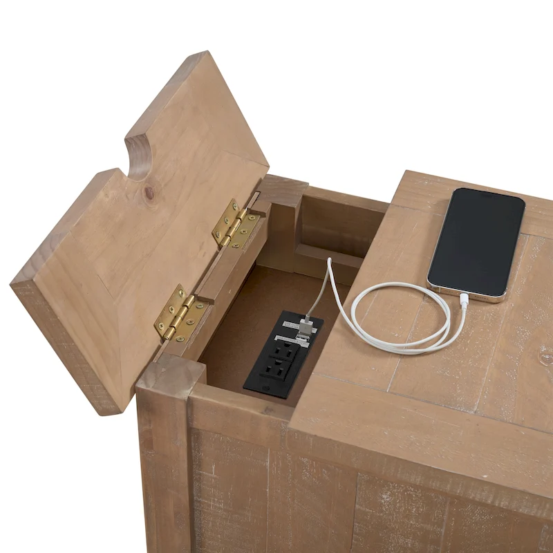 Monterey Solid Wood Chairside End Table with Hidden Power Outlets