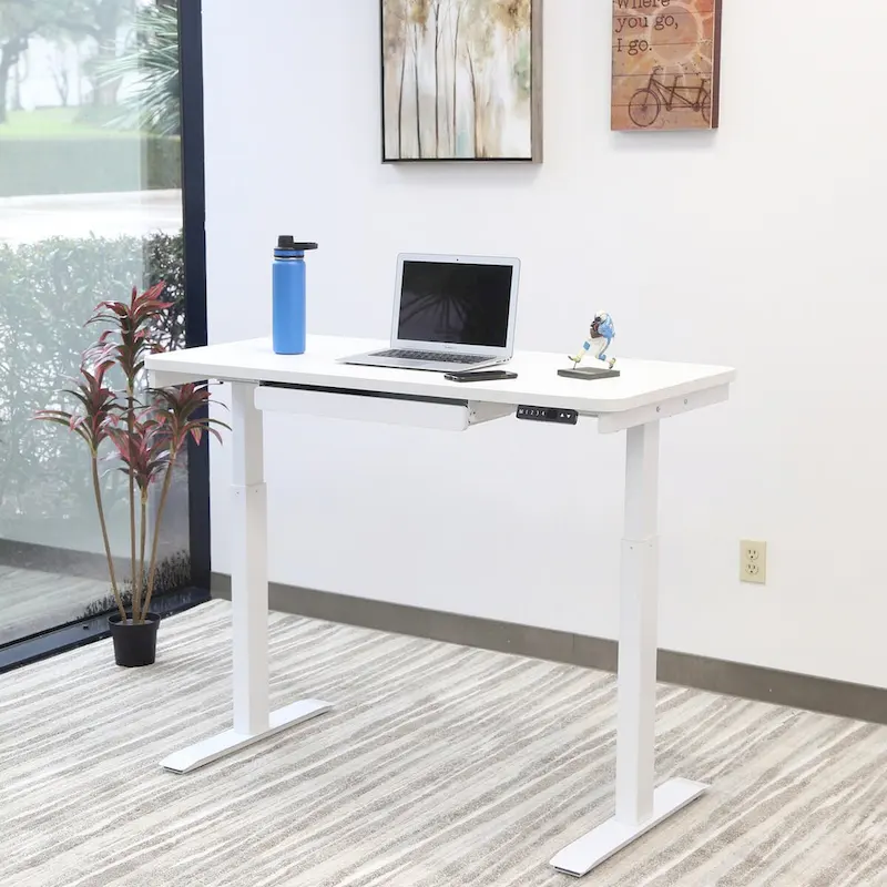 White / Graphite / Walnut / Black 48" Electric Standing Desk with Drawer – Single User