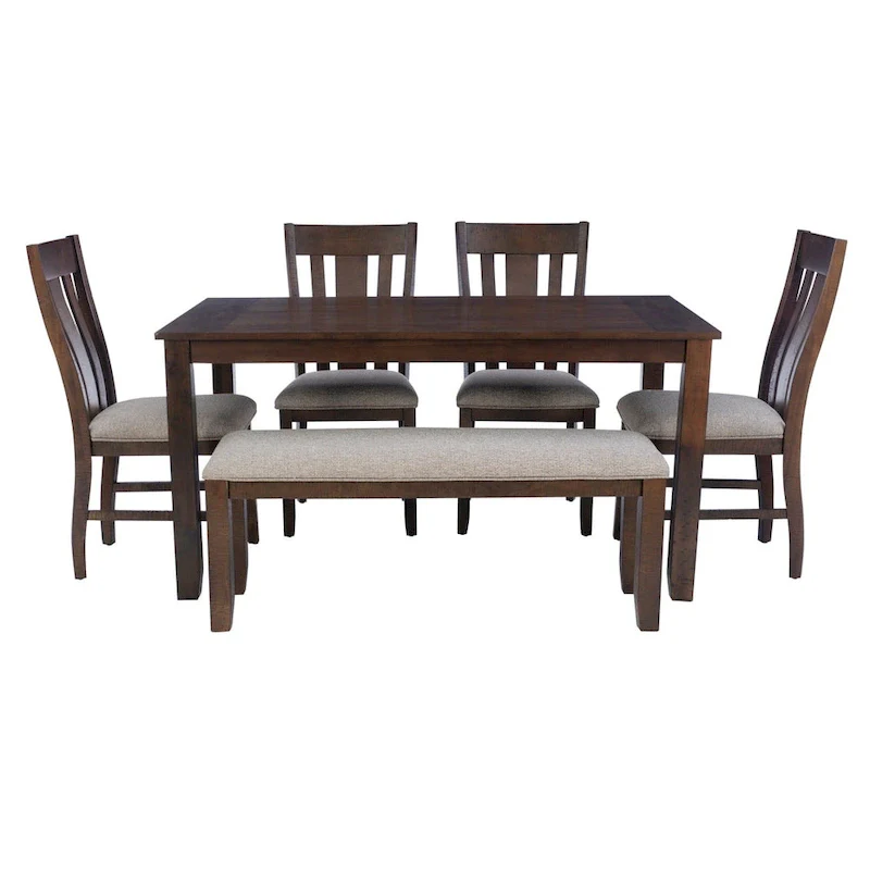 Stokes Brown Wooden 6-Piece Dining Set