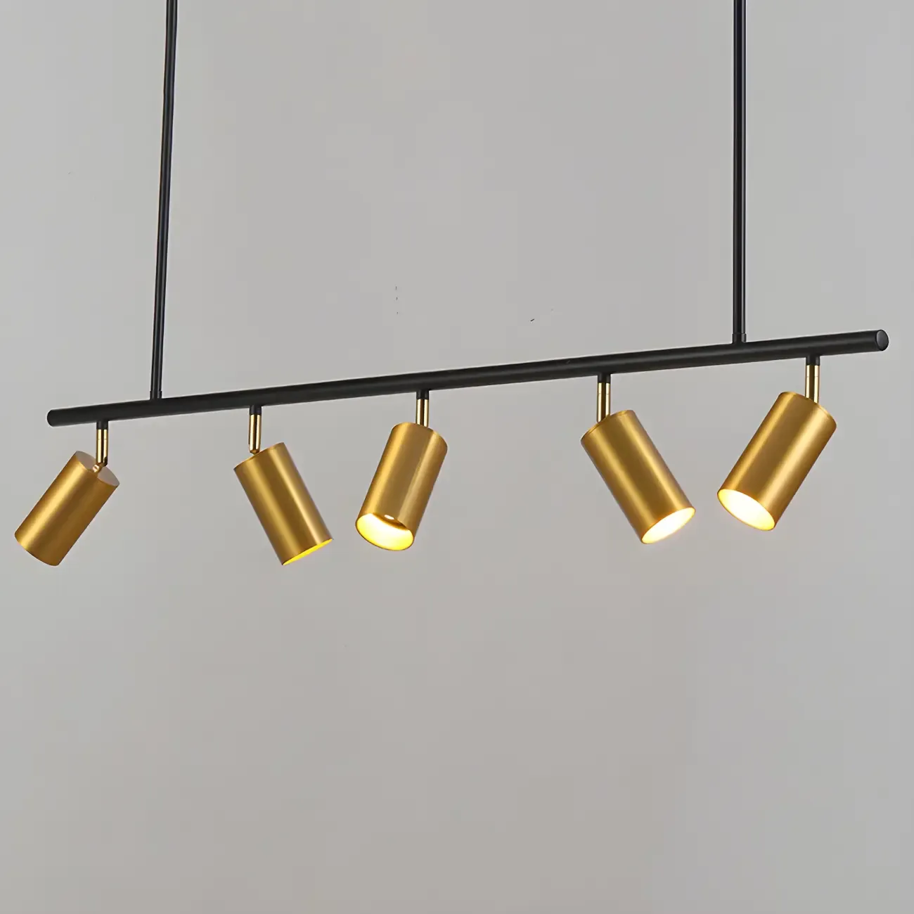 5-Light Modern Black/Gold Metal Cylinder Island Ceiling Light