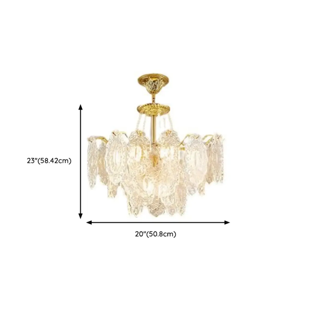 Luxurious Gold Crystal Leaf Round Pendant Chandelier