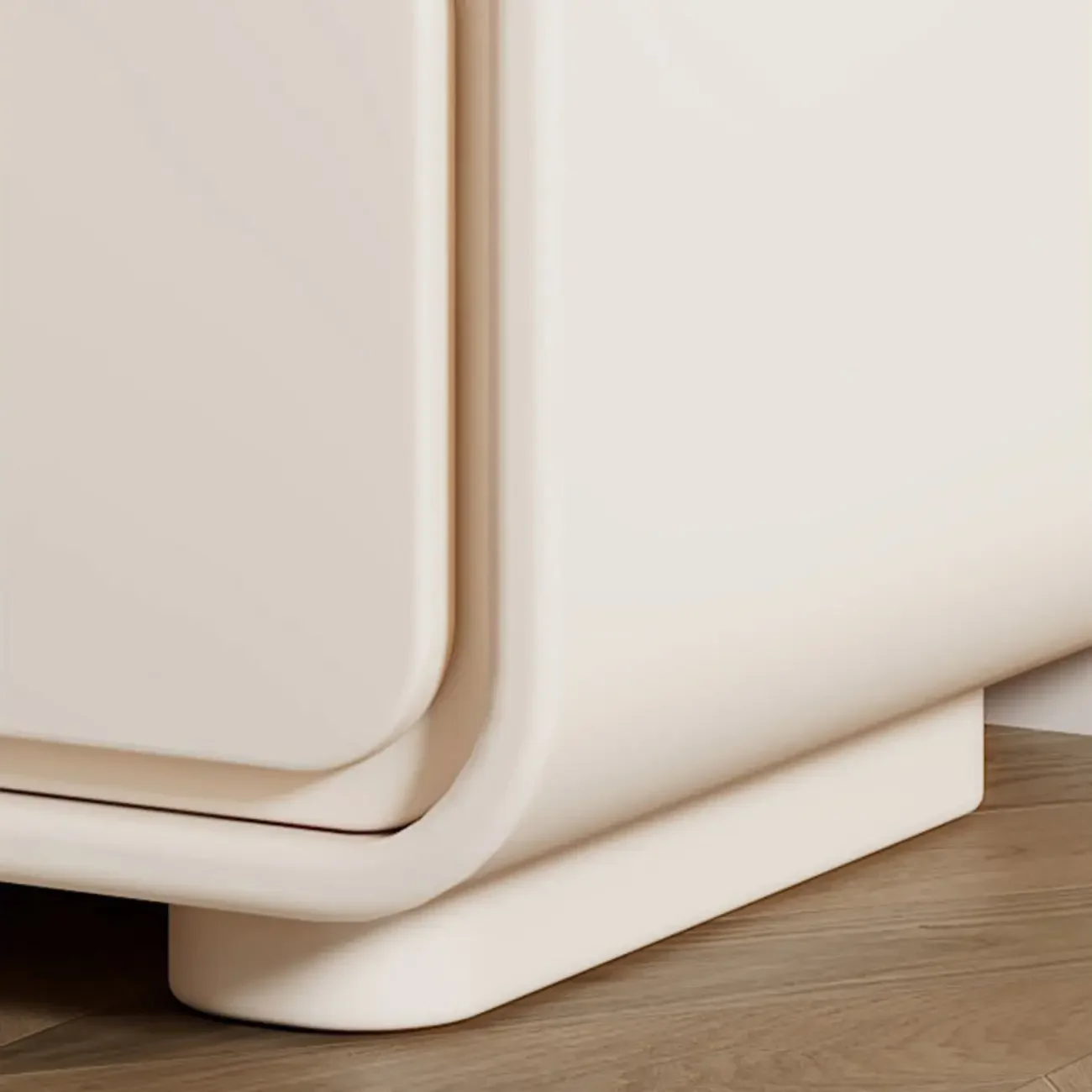 Modern Bedside Table with 2 Drawers - Beige Nightstand