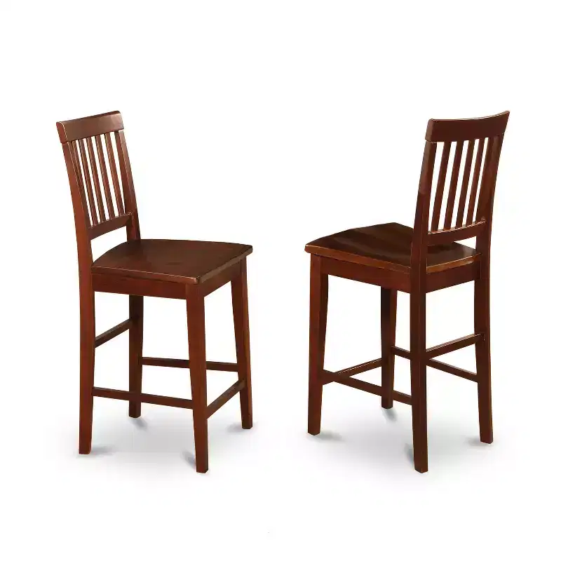 Round Pub Table Set, Mahogany/White, Seats 2, 3-Piece