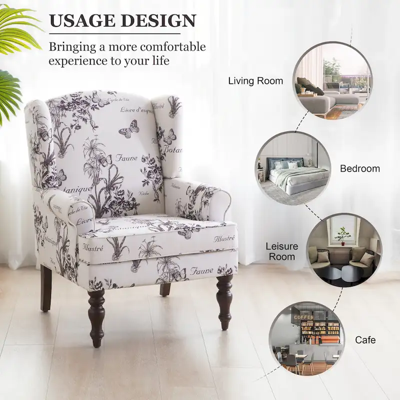 Accent Armchair with Turned Legs Set of 2 Blue/ Beige / Grey