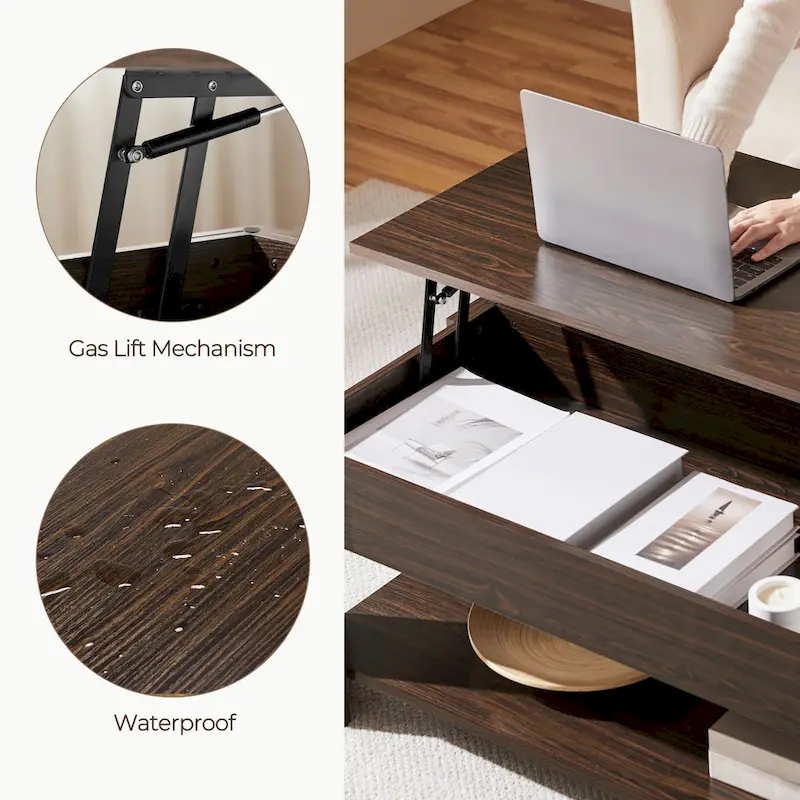 Yaheetech 47.5 Lift Top Coffee Table, Hidden Compartment/ Open Shelf