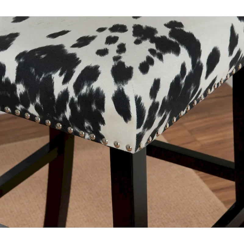 Lemont Black Cow-print Bar Stool