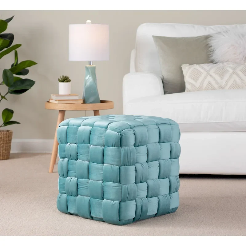 Silver Orchid Camilla Braided Square 16 Ottoman