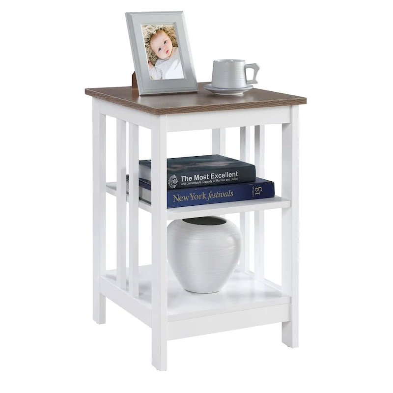 Mission End Table with Shelves