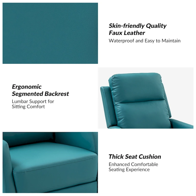 Esteban Modern Faux Leather Manual Rocking Swivel Recliner with Wingback Set of 2