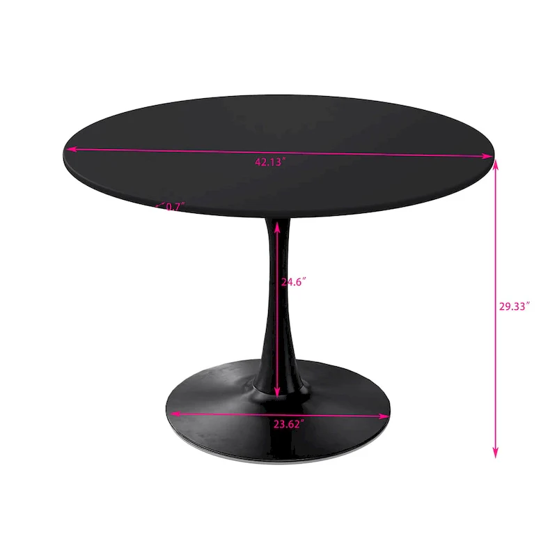 Round Dining Table with Metal Base – White Marble / Black Marble / Oak+Black / Black / White / Natural+White, Seats 2-4