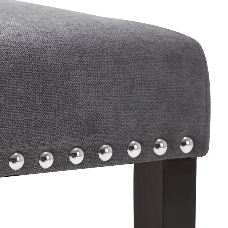 Fabric Upholstered Nailhead Trim Parsons Dining Chairs Terry Cloth Set of 2