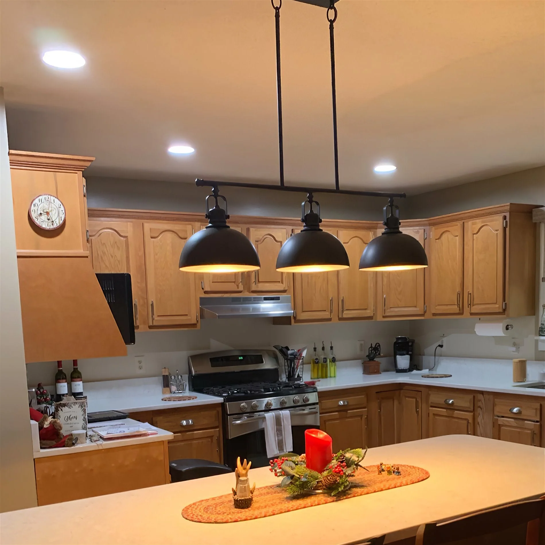 Belle 34 3-Light Modern Industrial Kitchen Island Light