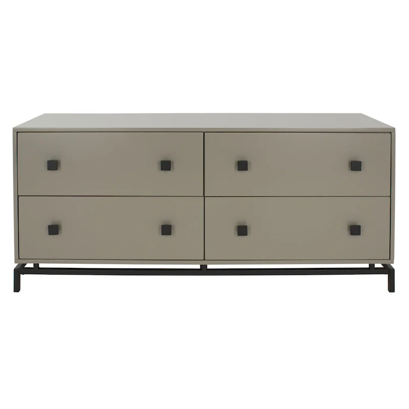 4-Drawer Dresser with Gold Accents - White/Taupe/Black