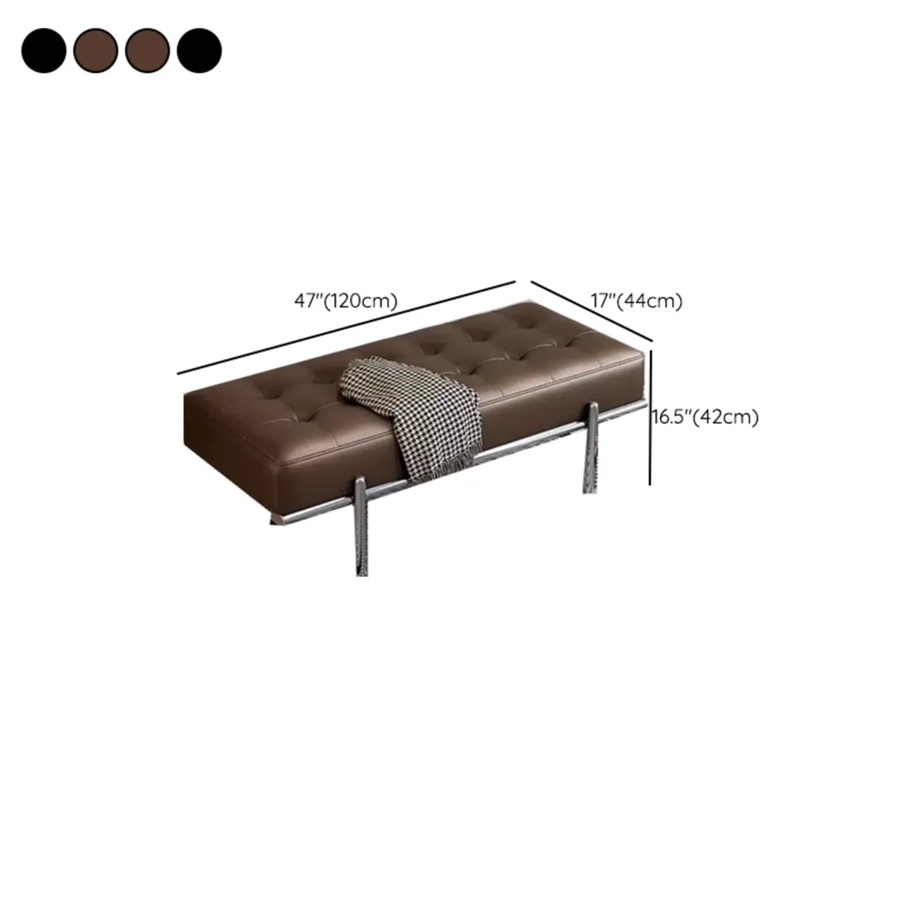 Modern Leather Upholstered Tufted Bedroom Bench