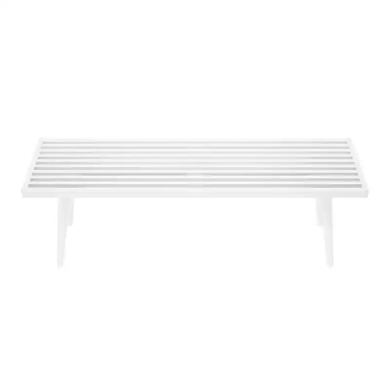 Mid-Century Solid Wood Bench – Black/Clay/Natural/Pecan/Teal/Walnut/White/Yellow – Seats 1