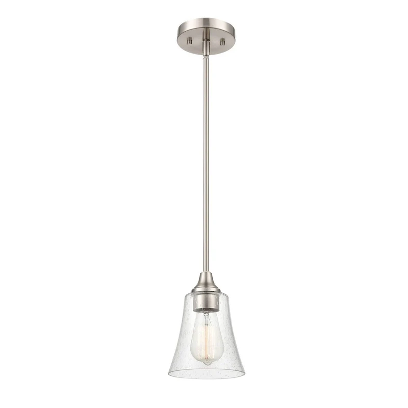 Millennium Lighting Caily 1 Light Pendant in Brushed Nickel or Matte Black with Seeded Glass Shade