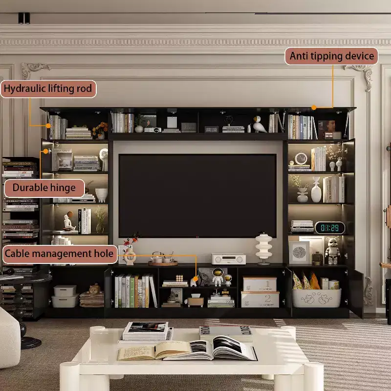 Famapy Large Entertainment Center All - Encompassing TV Entertainment Center: Aesthetic & Practical Living Room Essential