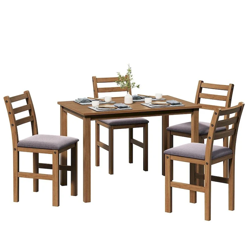 5 PCS Pub Sets Stylish Dining Table Set with 4 Upholstered Chairs