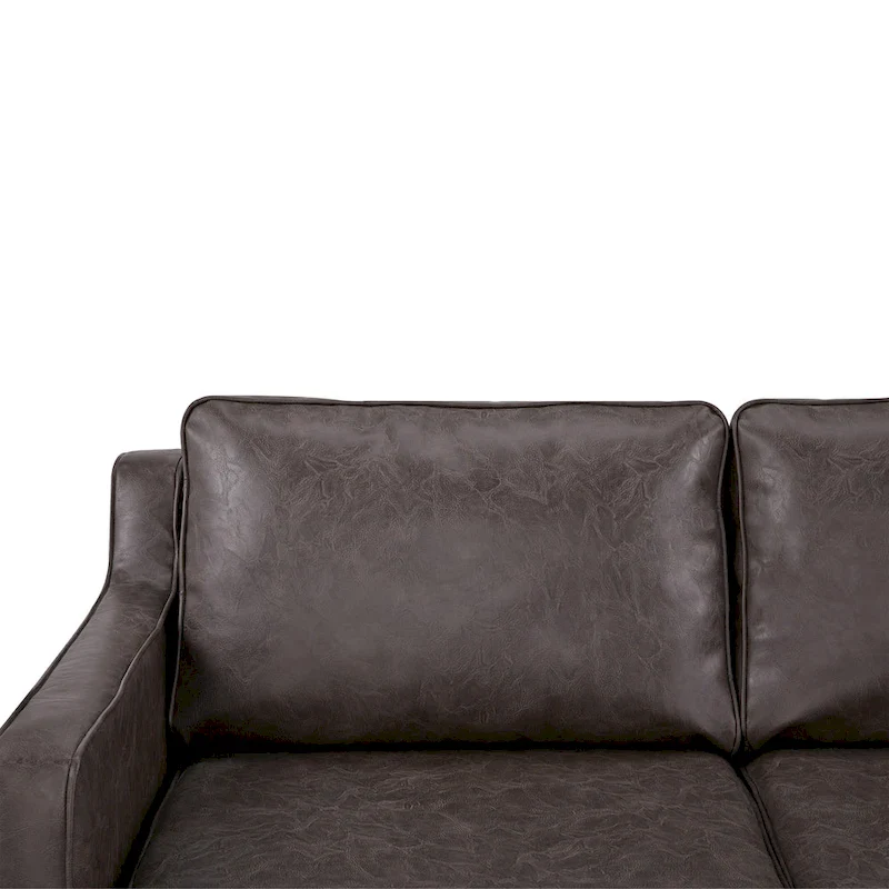 Sedona Modern Loveseat Sofa, Faux Linen / Vegan Leather Couch - N/A