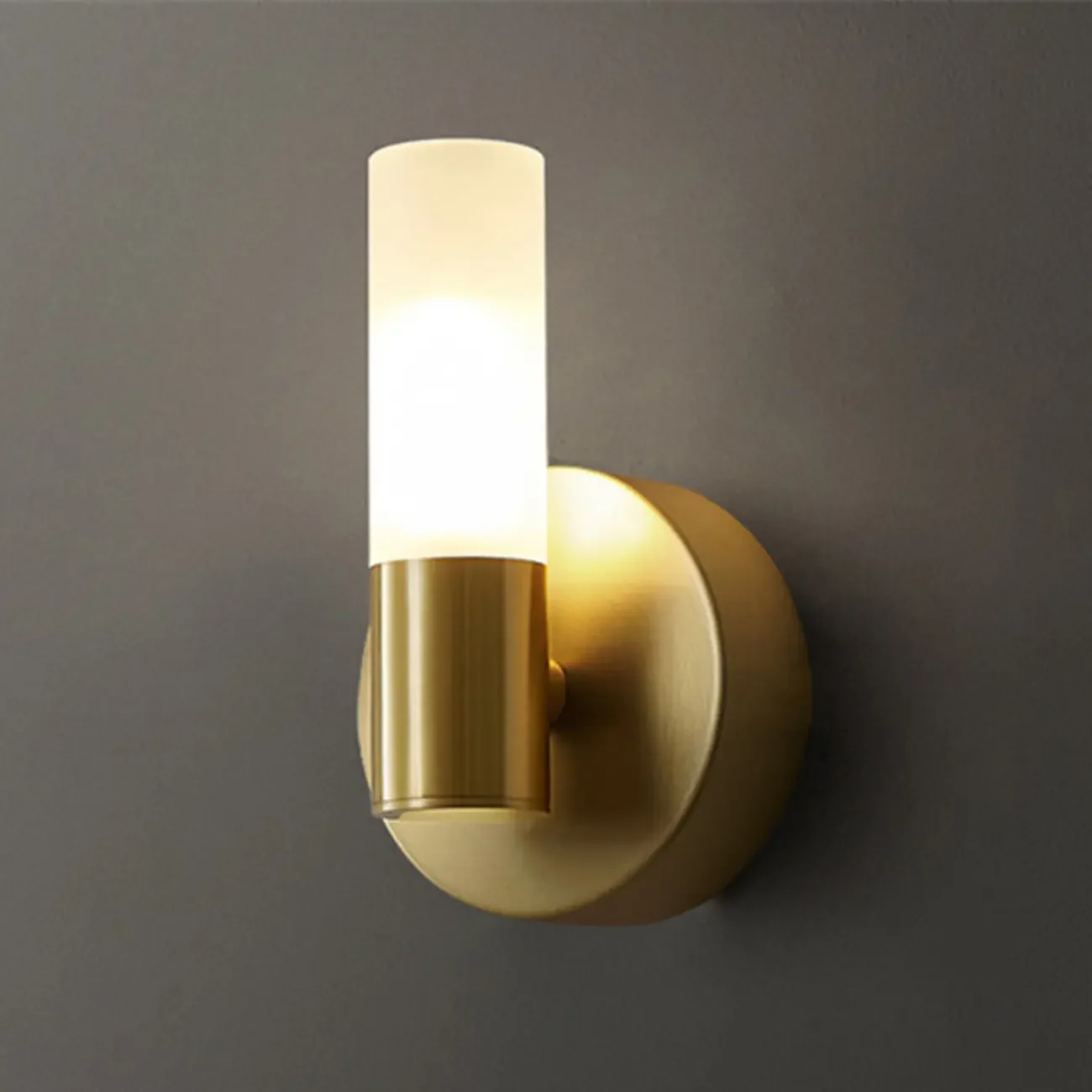 Modern Gold Milk Glass Cylinder Wall Light for Home Decor