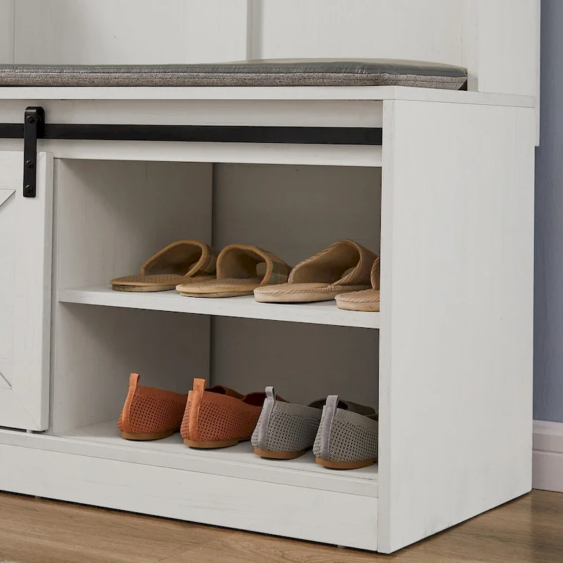 Hall Tree with Coat Rack, Bench, Drawers