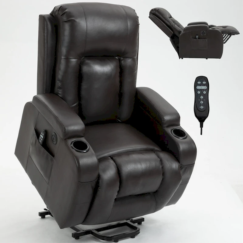 Black Power Lift Recliner with Massage, Heat & Heavy Duty Frame