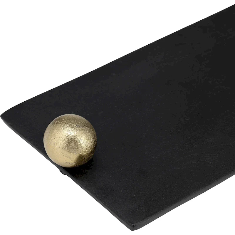 Sagebrook Home Modern Glam Metal Set Of 2 Large Flat Tray With Gold Knob Handles, - 24.0  x 7.0  x 2.0