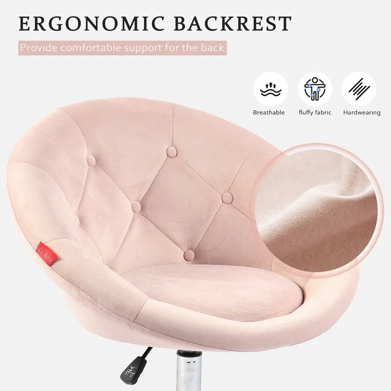 VANITII Accent Chair Swivel Vanity Chair Office Desk Chair Modern Height Adjustable Pink/Grey/White