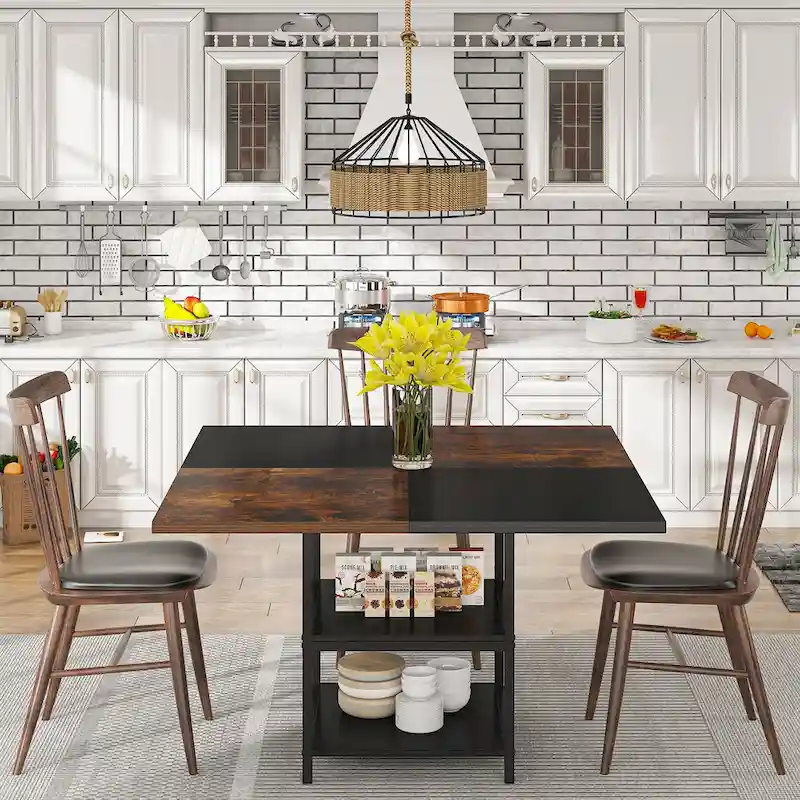 White Round Dining Table with Gold Legs - Seats 4