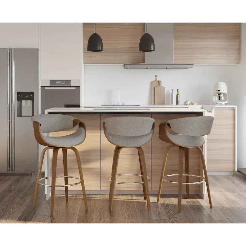 Carson Carrington Sauda 30 Fixed-Height Bar Stool with Bent Wood Legs and Round Footrest (Set of 2)