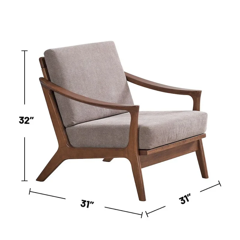 Wooden Accent Chair with Removable Cushion in Light Brown and Brown