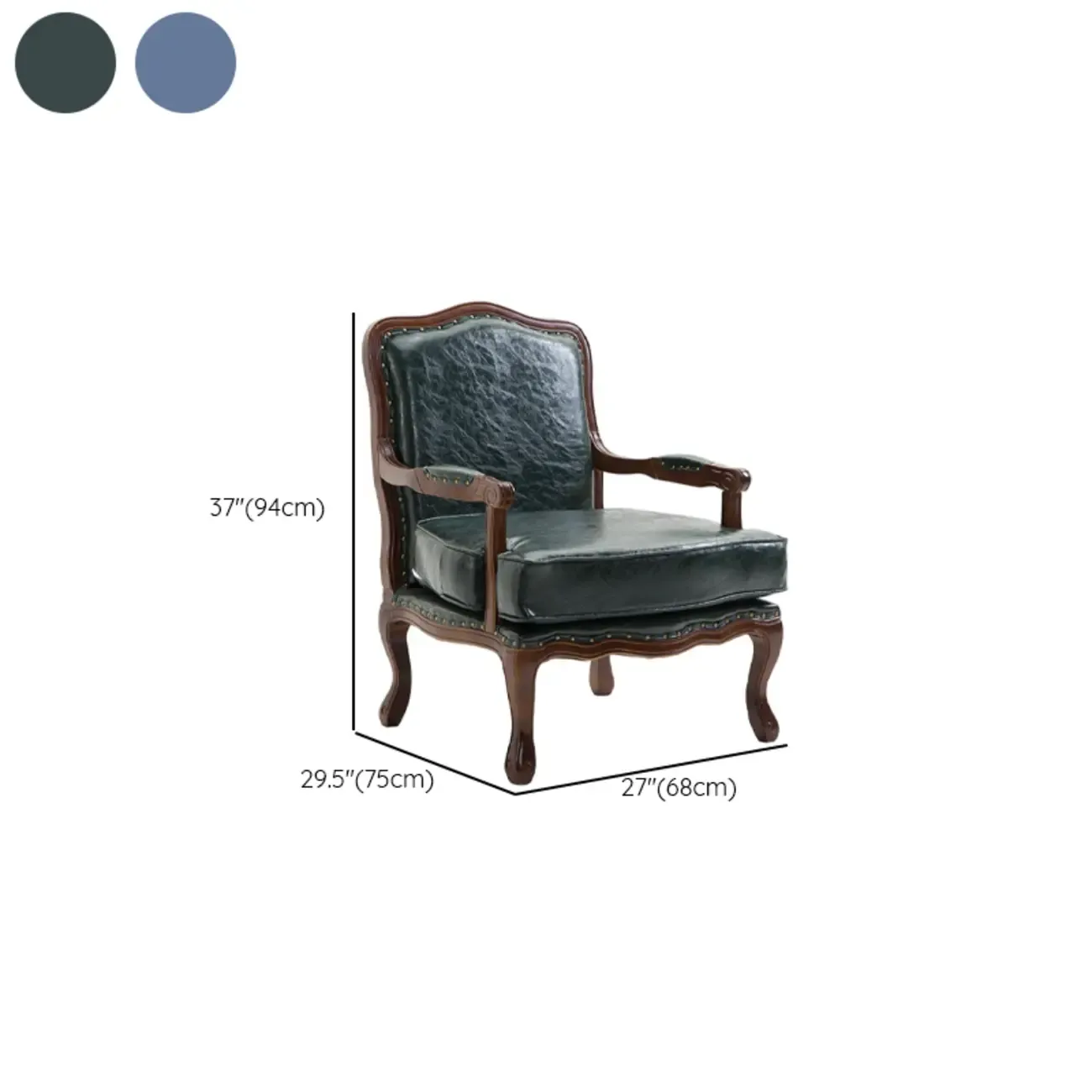 Mid-century Modern Leather Solid Wood Traditional Arm Chair