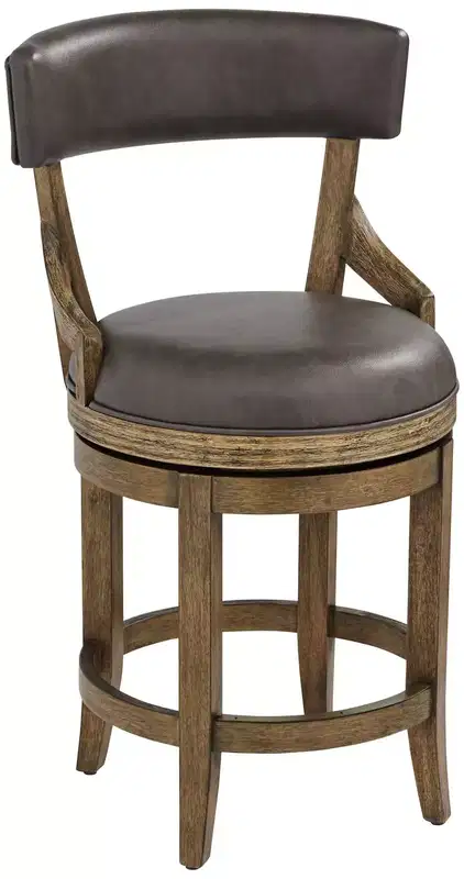 Smoke Gray Swivel Counter Stool, Faux Leather, 1-Seat