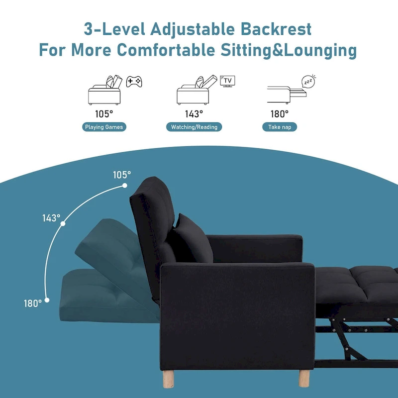 Aukfa Sleeper Chair Bed Convertible Single Sofa Chair with Pillow