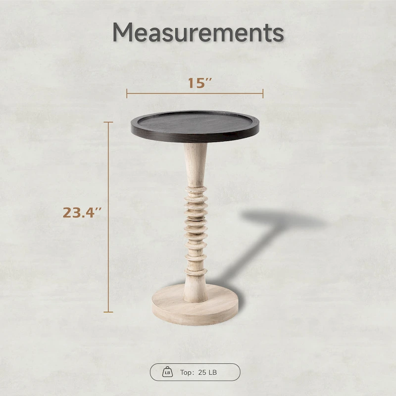 COZAYH Pedestal Small Drinking Table, Farmhouse Tray Top End Table, Distressed Finish, Traditional