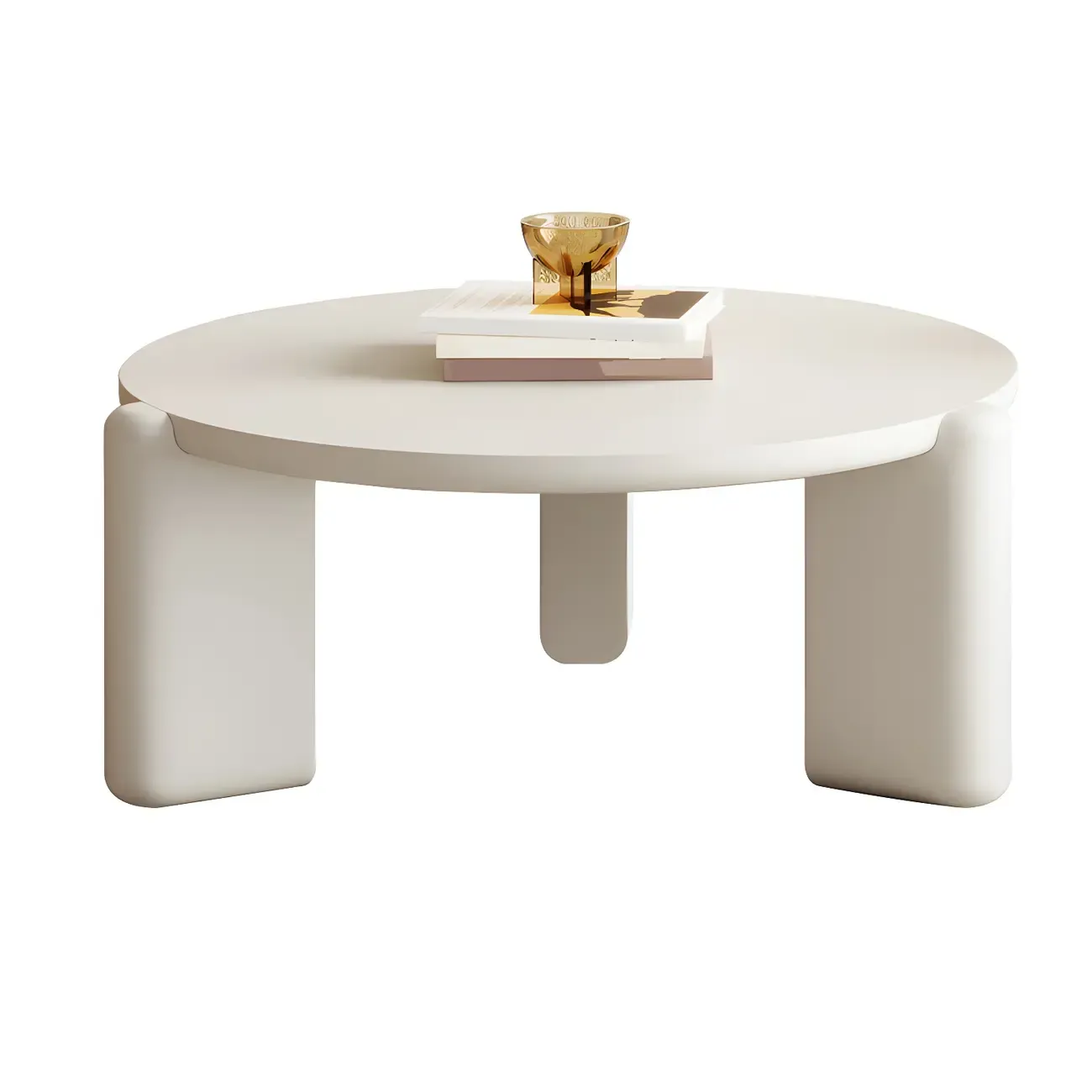 Black White Triple Leg Round Wood Coffee Table