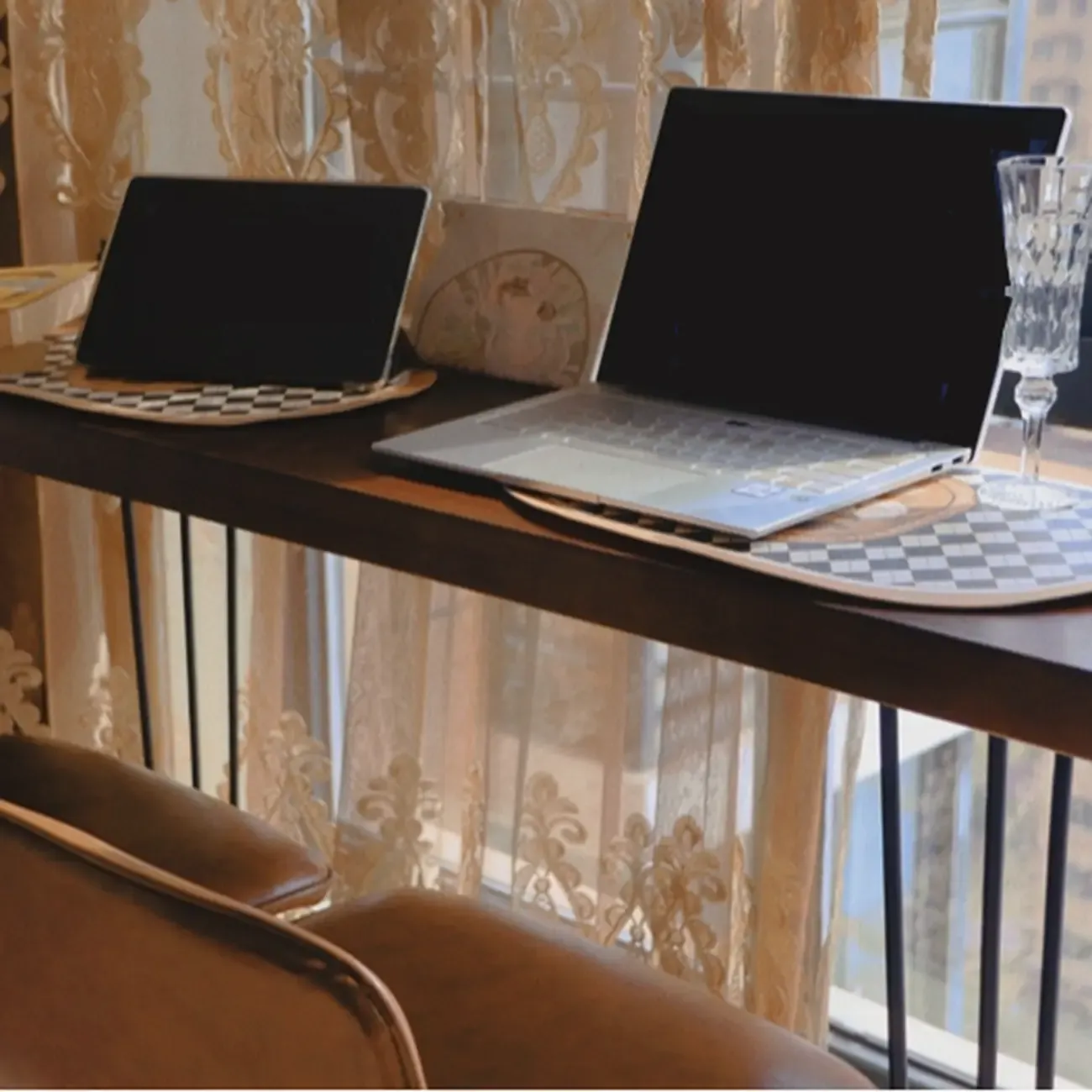 Modern Cocoa Wooden Steel Hairpin Legs Bar Tables