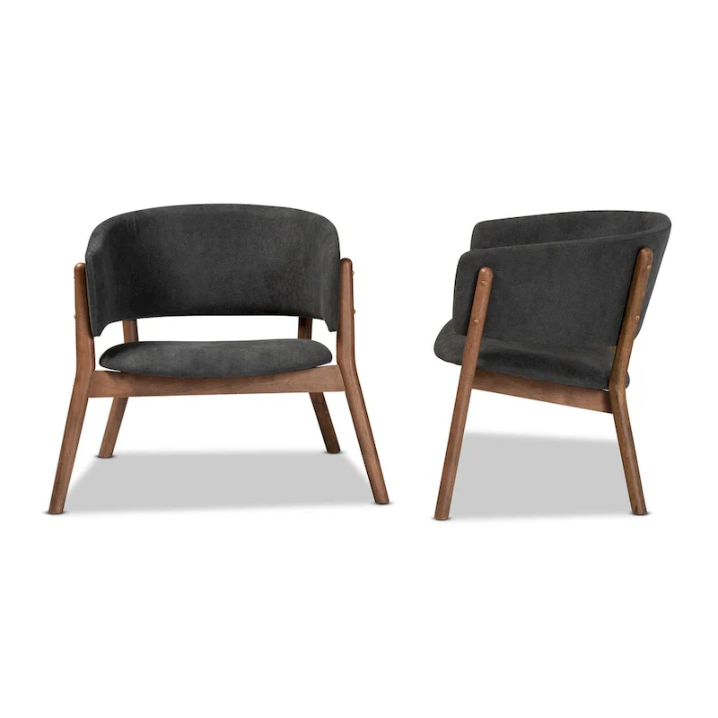 Baron Mid-Century Modern 2-Piece Living Room Accent Chair Set
