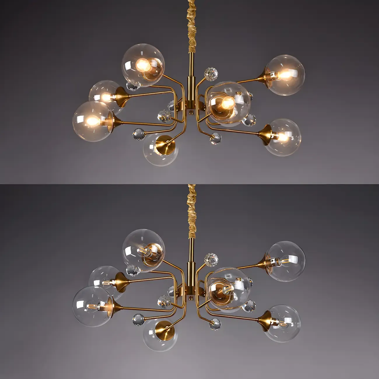 8-Light Mid-Century Modern Glass Globe Chandelier