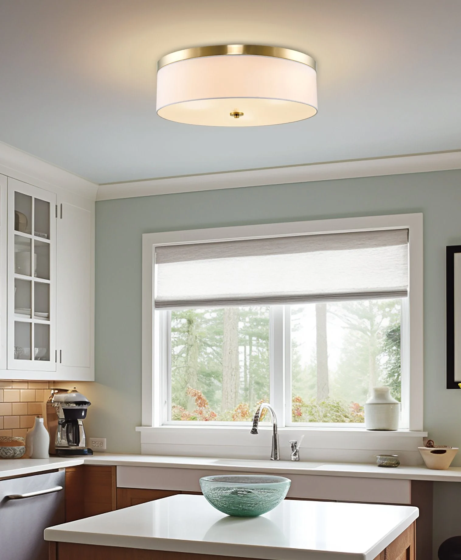 Walker 20 Large Mid-Century Modern 3-Light Flush Mount Ceiling Light