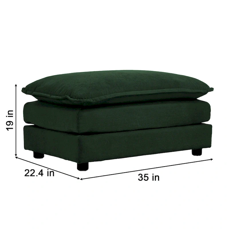 Green 6-Seater U-Shape Sectional Sofa with 3 Ottomans and Pillows