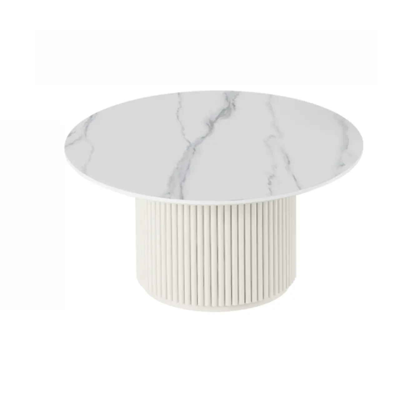 Modern White Nesting Coffee Table Set in Round Design